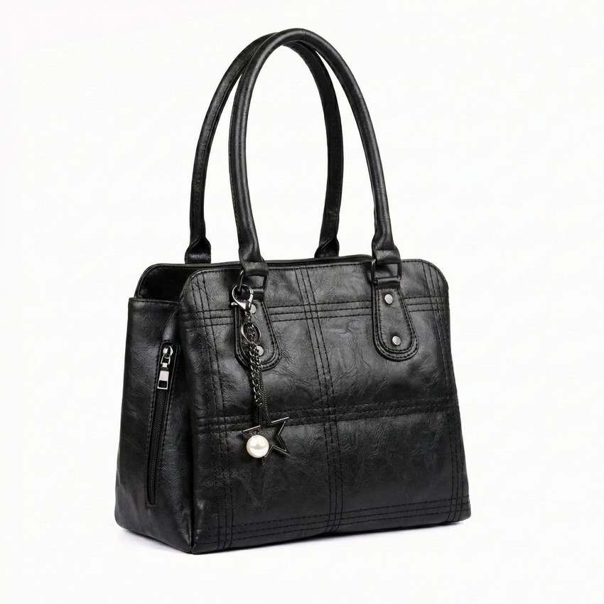 شنطة هاند جلد إيطالي أسود مقاس 30×25